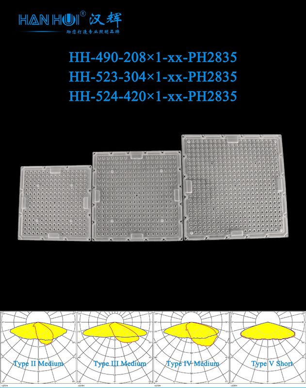 T5S/T2M/T3M/T4M Available 420pcs 291×291×6.5MM Size 2835 LEDs WaterProof Optical Grade Optimal Clarity Parking Lot Lighting Lens