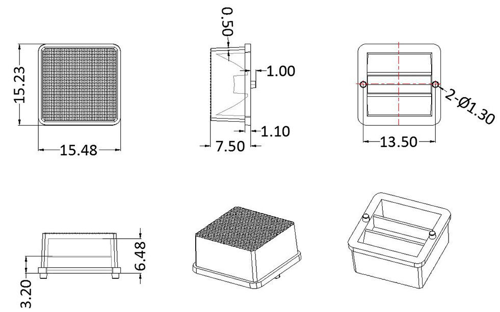 3030 Light Source High Power Single Lens 30×90° for Eco-Material 14.07×14.92mm Size Easy Installation