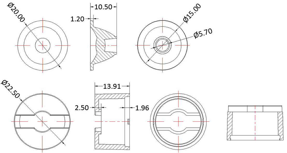 20°/30°/45°/60°/90° Available Φ20mm Size High Transmittance Eco-Friendly Water-Proof Easy Install Single Lens