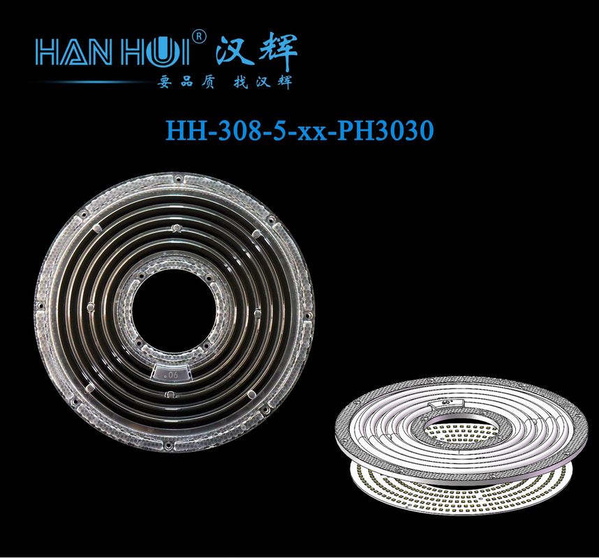 3030&2835 LEDs PC Eco-Material 92%+ Transmittance Anti-Glare Lens For UFO High Bay Lighting Lens