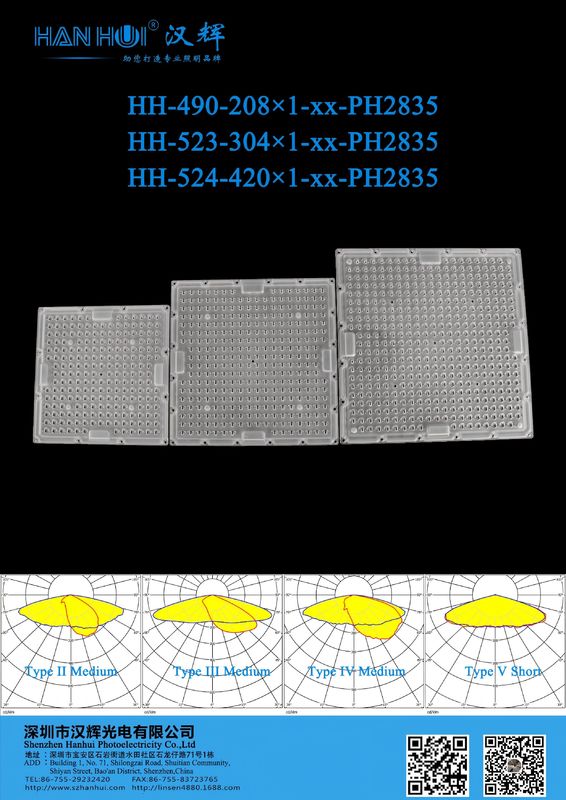 420 IN 1 pcs 2835LEDs Four Light Distributions IP65 Grade High Transmittance Uniform Light Output Parking Lot Light Lens