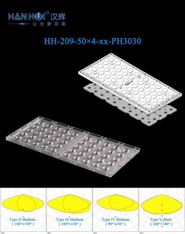 Precision Optics 200pcs 3030LEDs 285×133mm Size Multi-Angle High Transmittance Efficient Glare-Free Street & Flood Lighting Lens