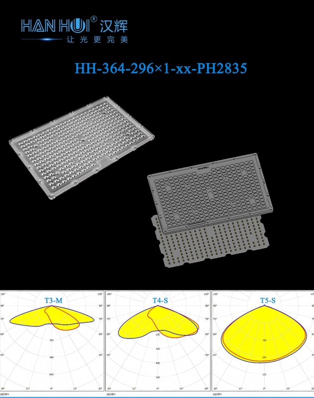 297 In 1pcs 2835LEDs 292.2×181.47mm Scientific and Rational Light Distribution Design Low Dizzy Light Streetlighting Lens