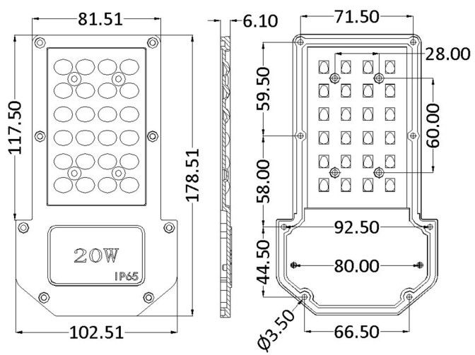High Transmittance 24pcs 2835LEDs PC Environmental Material Low Glare Lens for Street Lighting