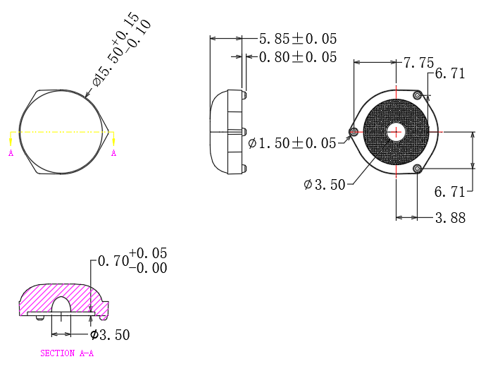 P15.5mm Size 175° Available 3030LEDs High Transmittance Interior Light Lens