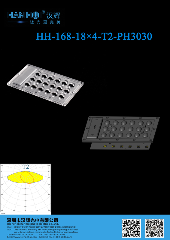 170×100.52mm 72pcs 3030LED Street Light Lens 92% Transmittance