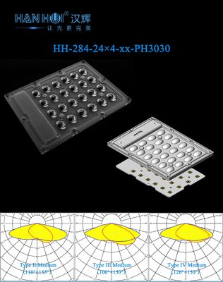 Power LED 160×125.49mm Size 24×4pcs 3030LEDs Easy Installation Uniform Light Output Street Lighting Lens